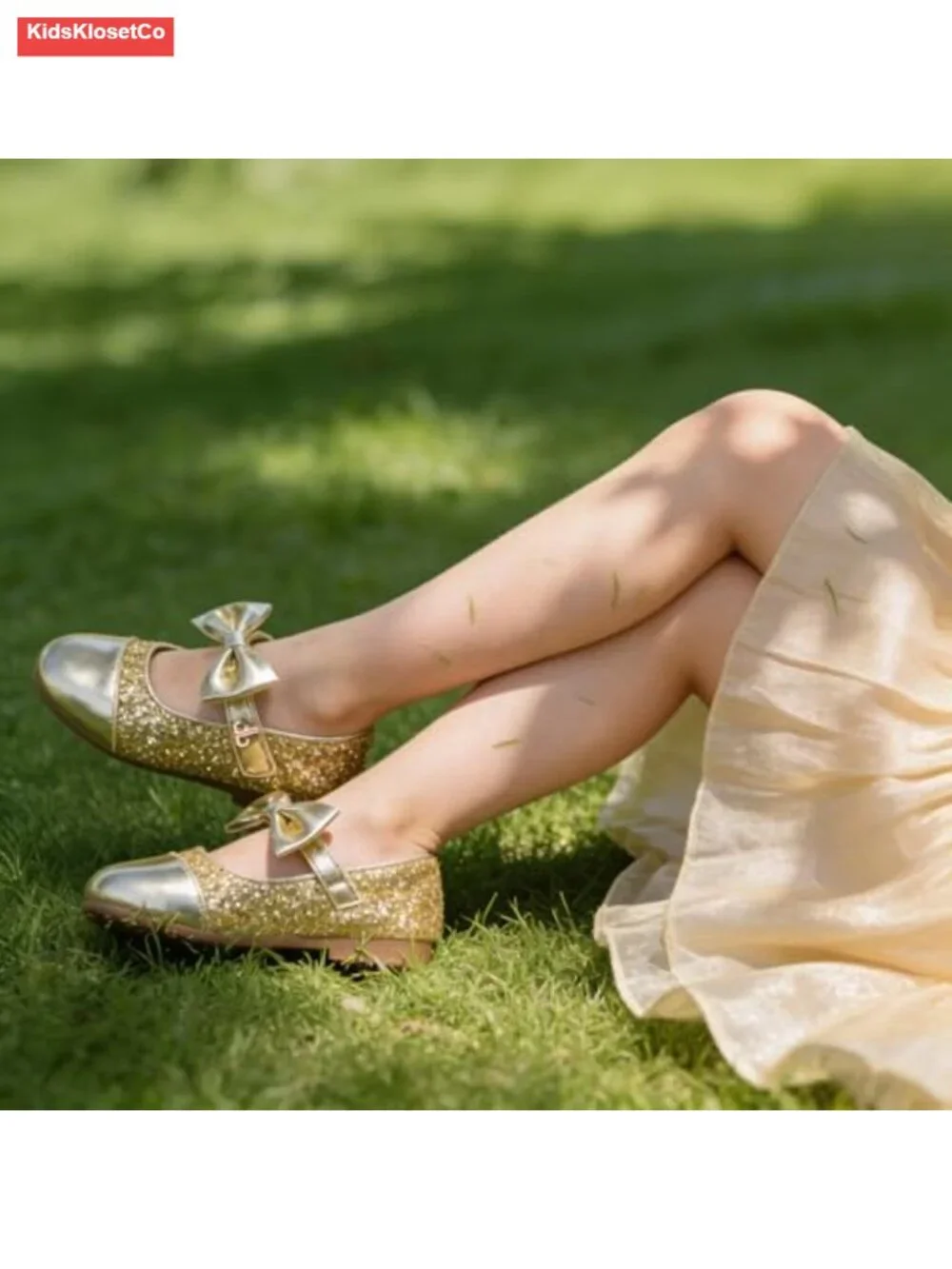 Sparkling Glitter Mary Jane Flats with Bow Accents for Toddler Party